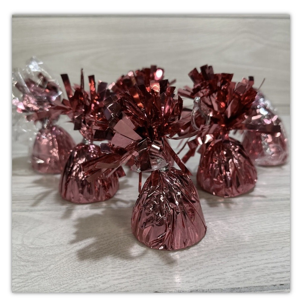 Rose Gold Foil Balloon Weight Party Decorations (Set of 6) 2" Base w/o Fringe‎